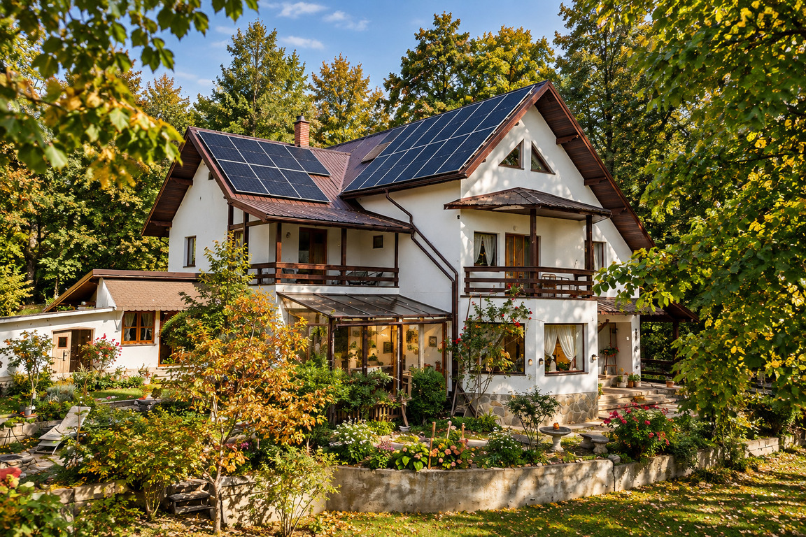 Chalet cu panouri solare în grădină.jpg